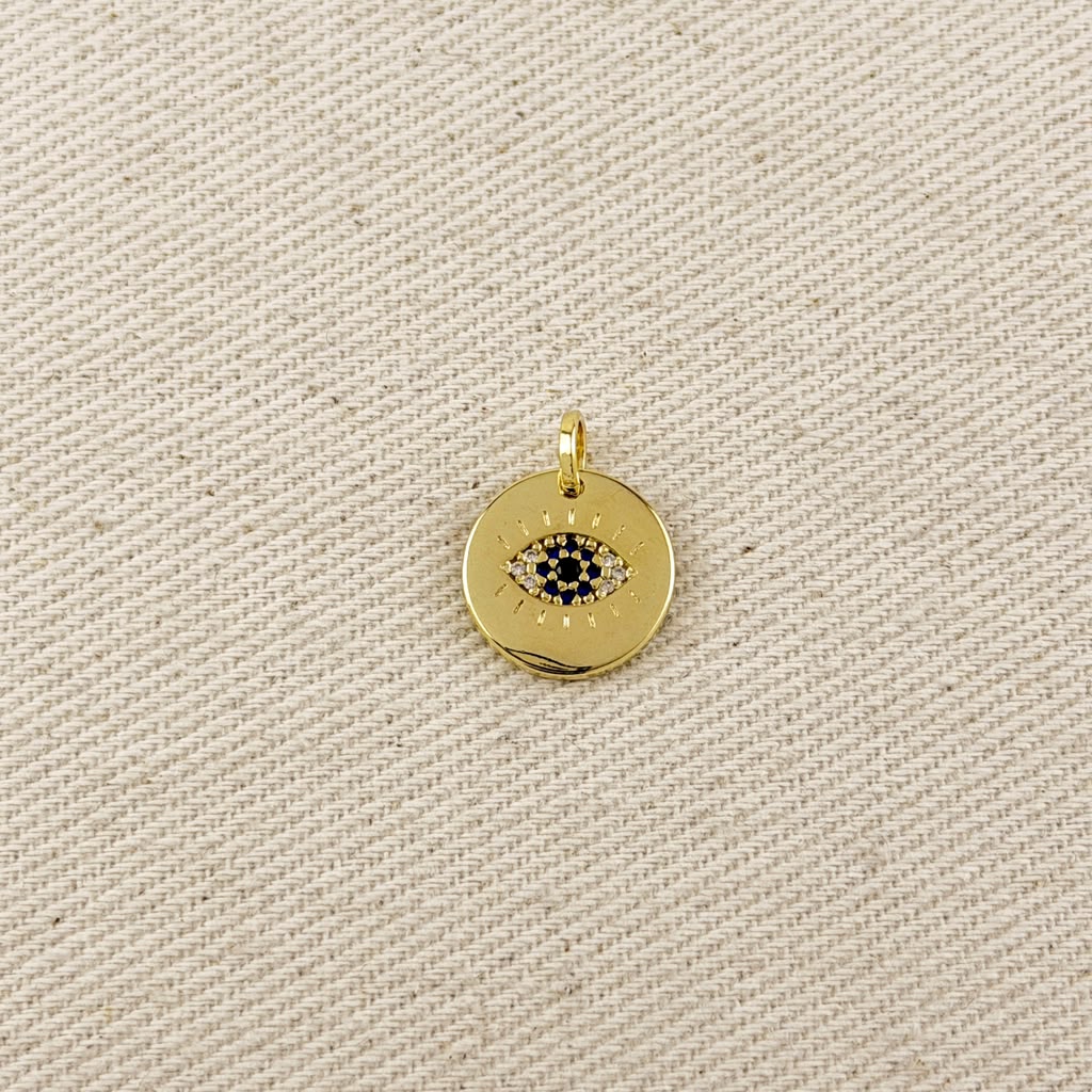 18k Gold Filled Evil Eye Medal Pendant