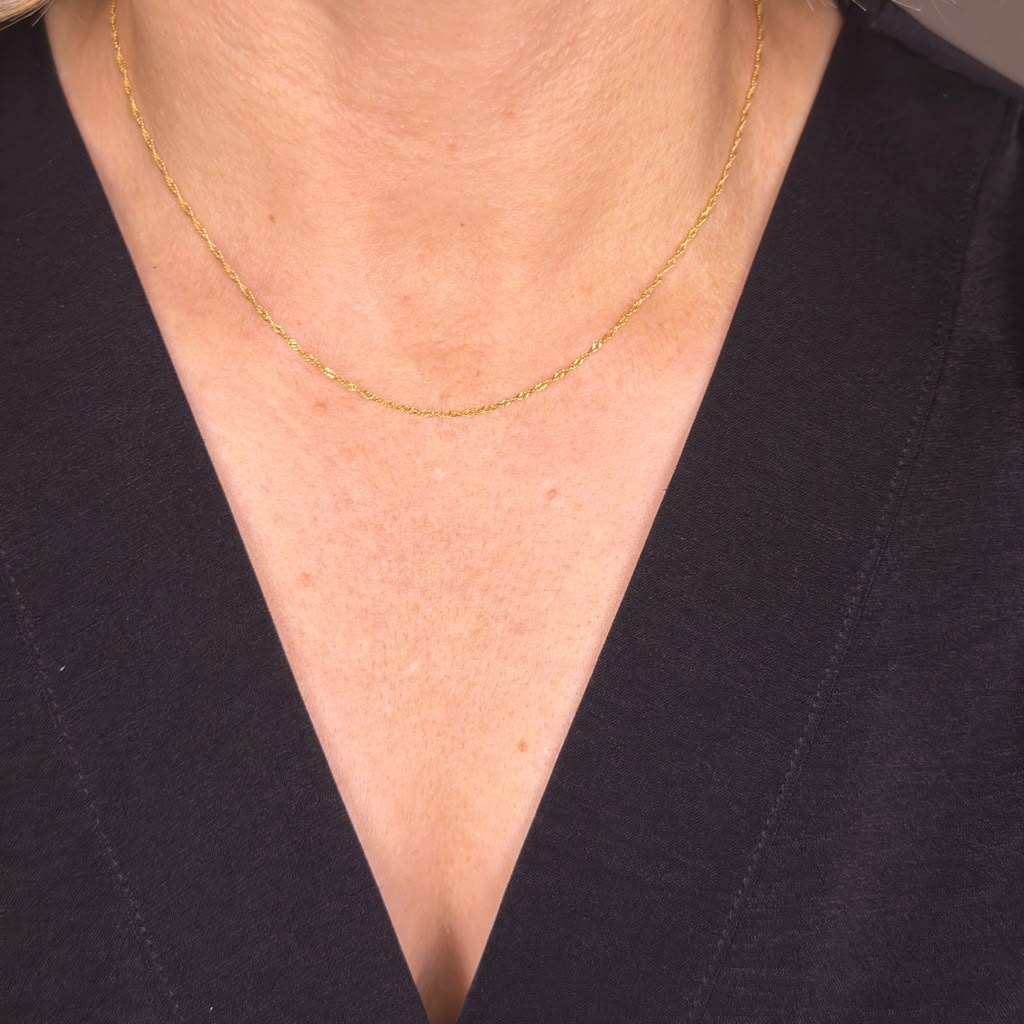 18k Solid Gold Singapore Chain