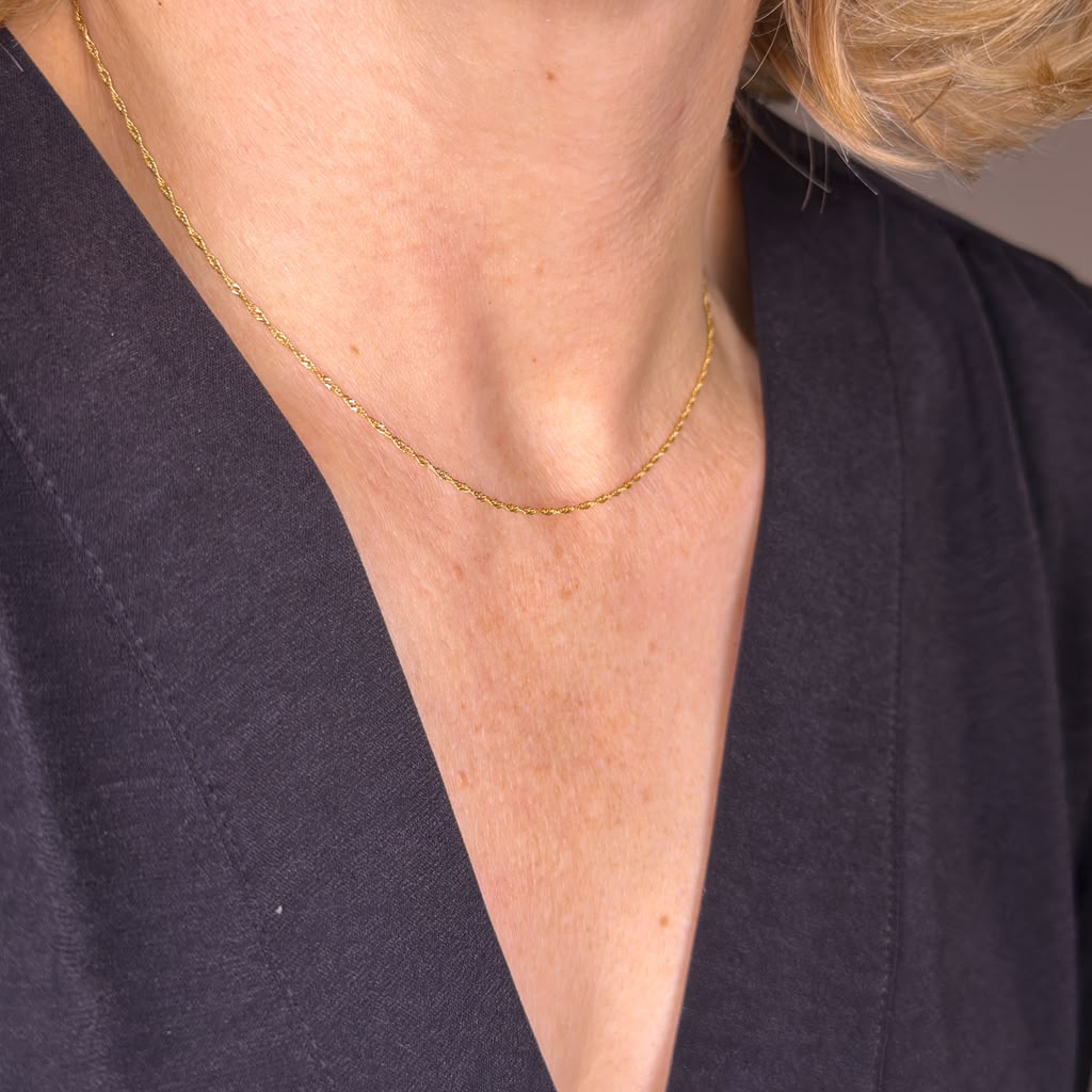 18k Solid Gold Singapore Chain