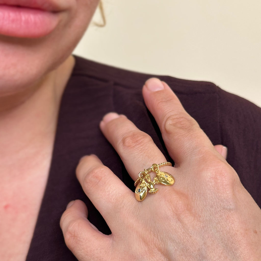 18k Gold Filled Protection Charms Ring