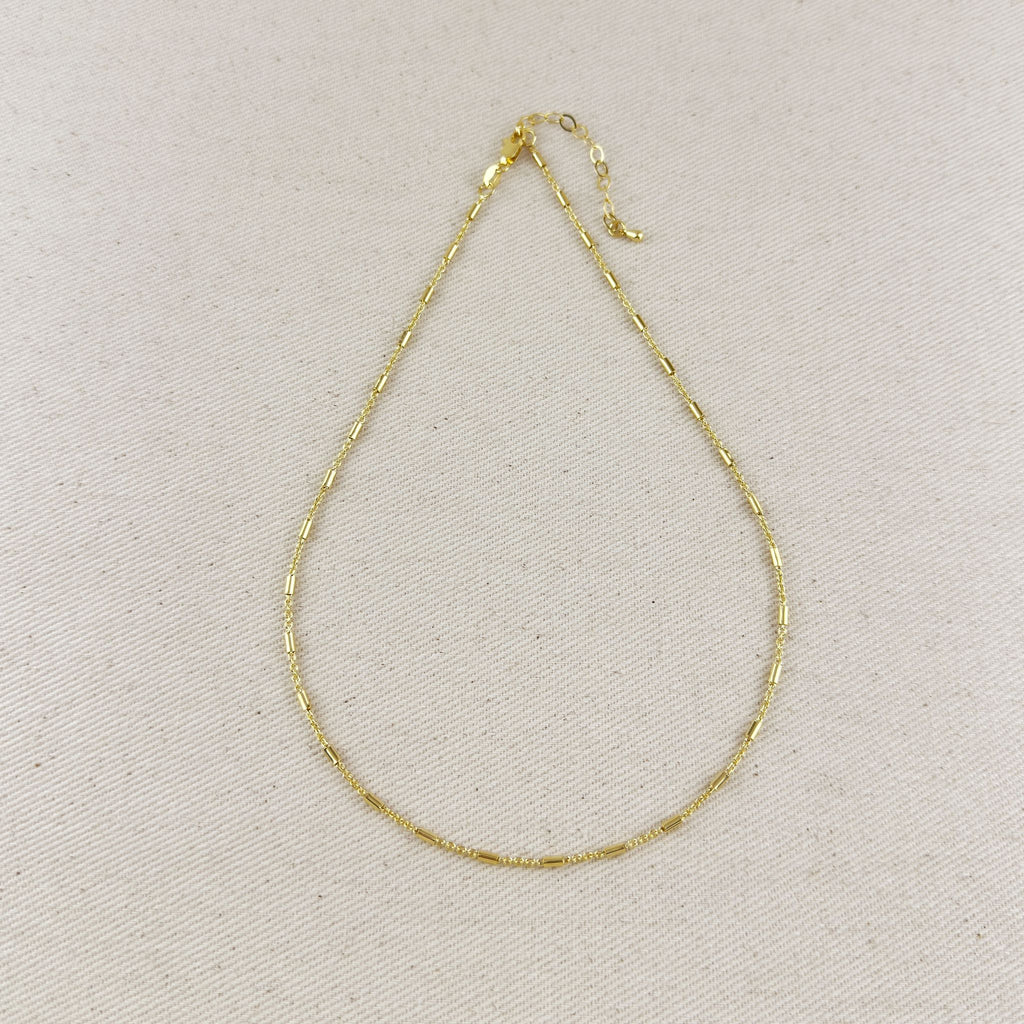 18k Gold Filled Mini Tube Chain Necklace