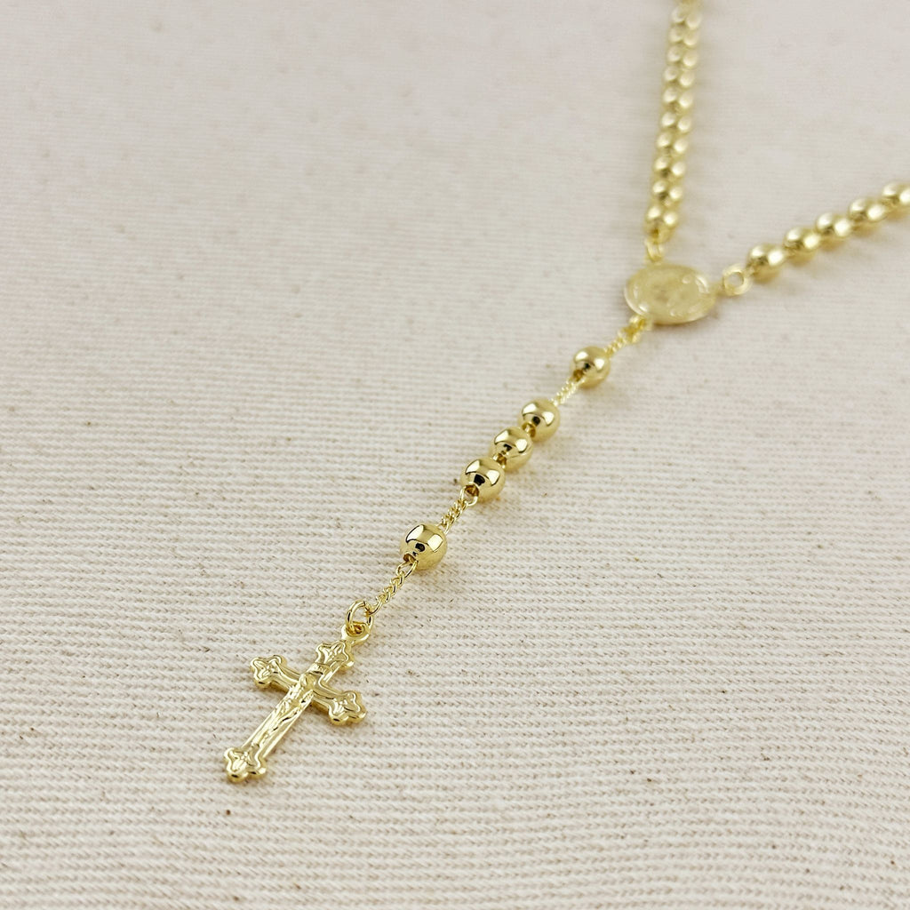 18k Gold Filled 4.5mm Rosary Necklace