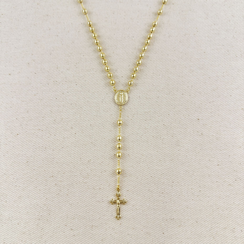 18k Gold Filled 4.5mm Rosary Necklace