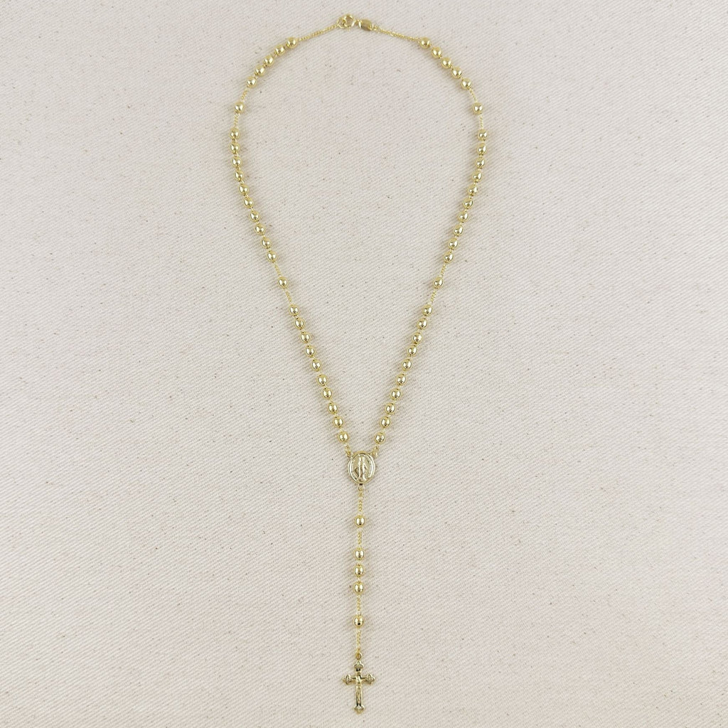 18k Gold Filled 4.5mm Rosary Necklace