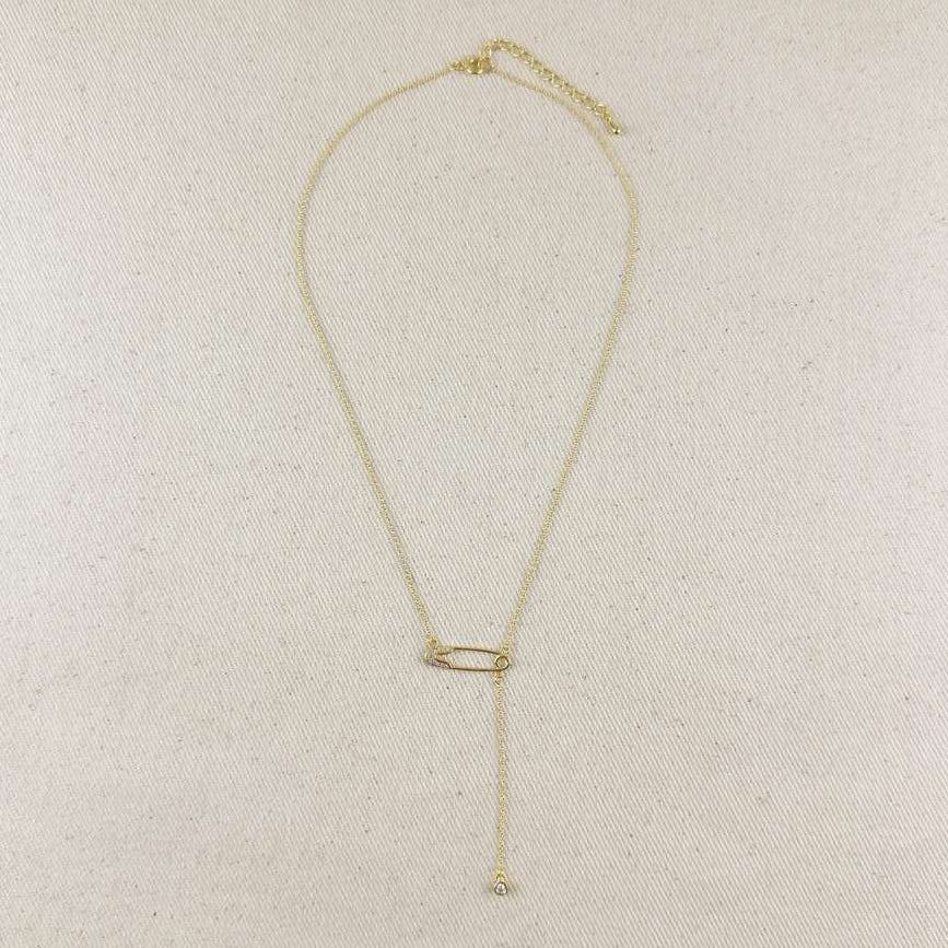 18k Gold Filled Safety Pin Necklace
