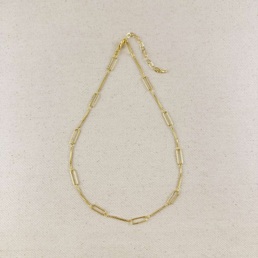 18k Gold Filled Paperclip & Box Chain Necklace