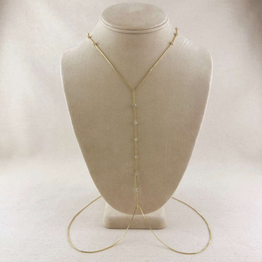 18k Gold Filled Body Chain With Cubic Zirconia Stones