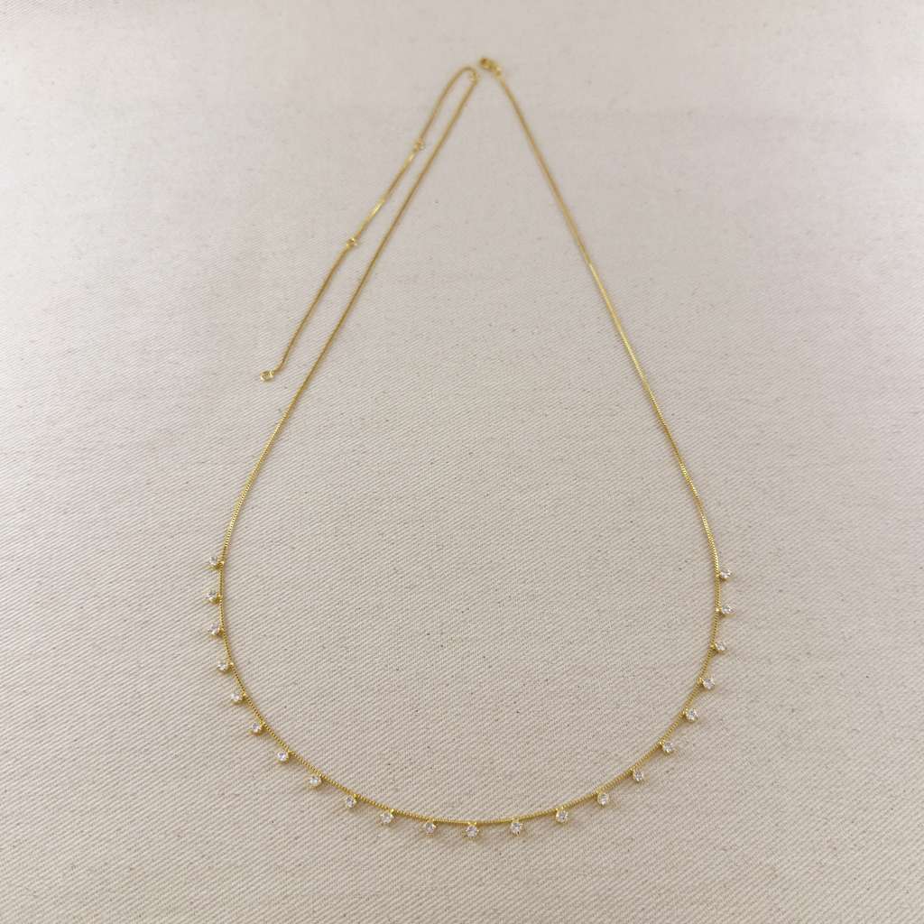 18k Gold Filled Belly Chain With Cubic Zirconia Stones