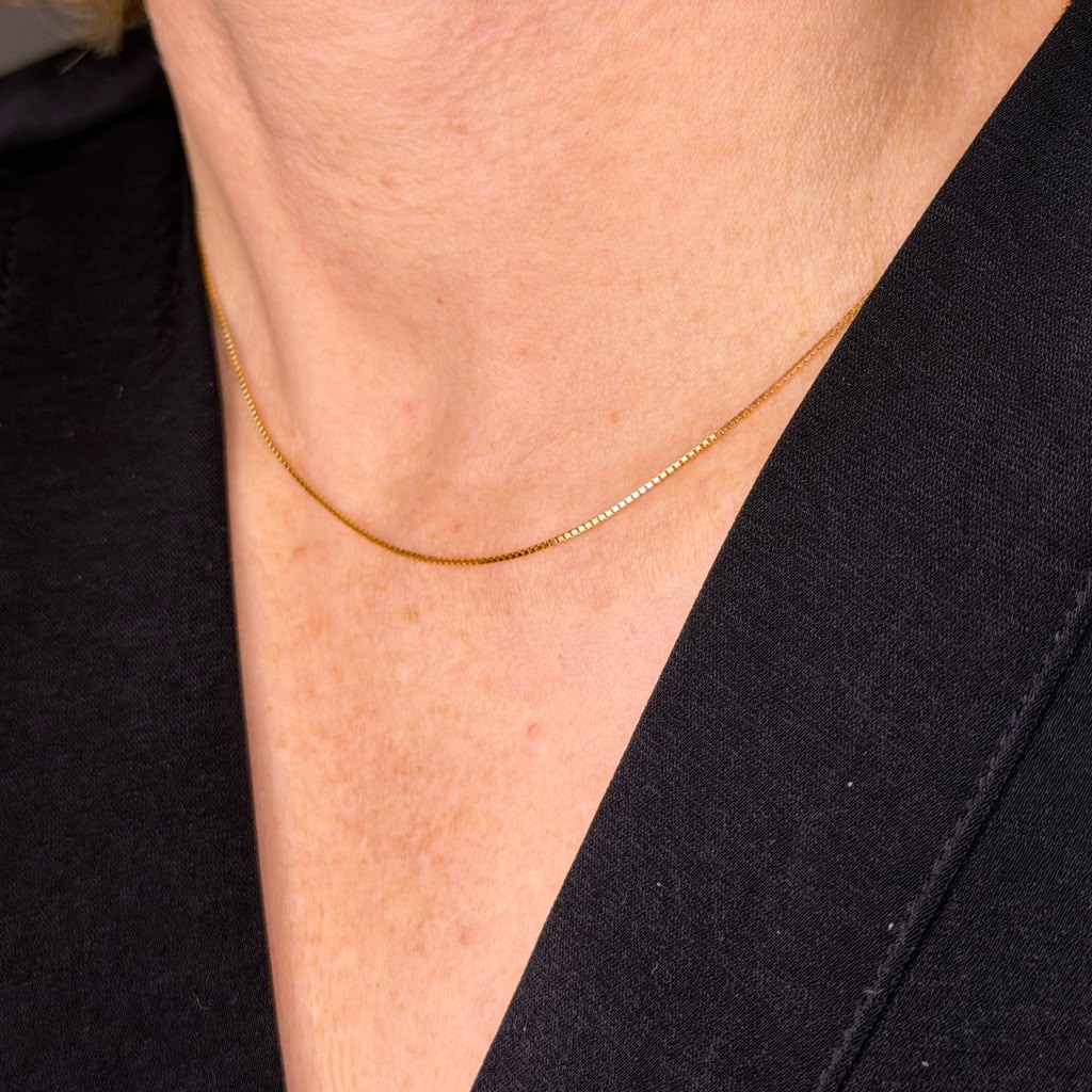 18k Solid Gold 0.8mm Slide Box Chain