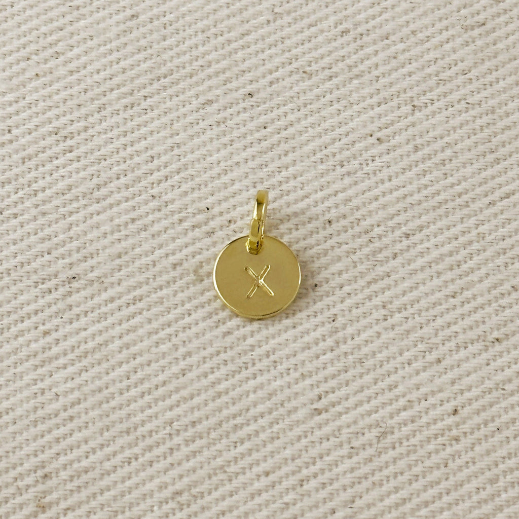Stamped Tiny Initial Letter Charm in 18k Gold Filled Complete Alphabet