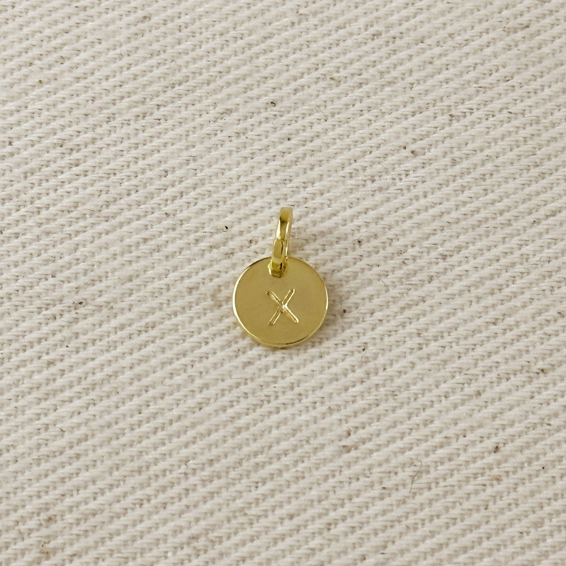Stamped Tiny Initial Letter Charm in 18k Gold Filled Complete Alphabet