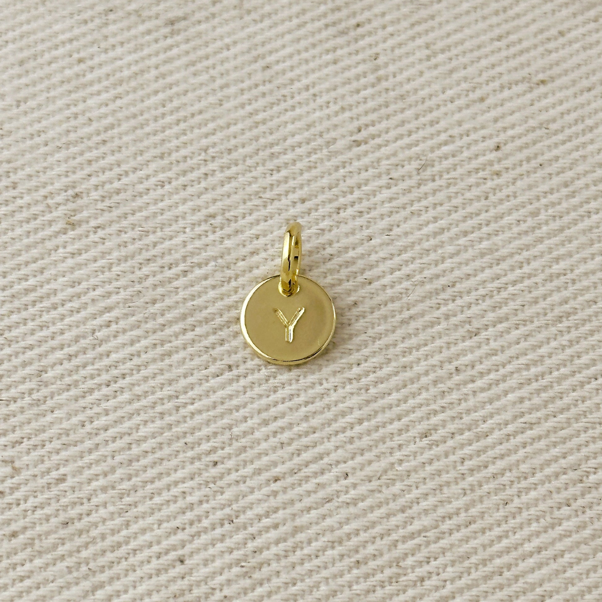 Stamped Tiny Initial Letter Charm in 18k Gold Filled Complete Alphabet