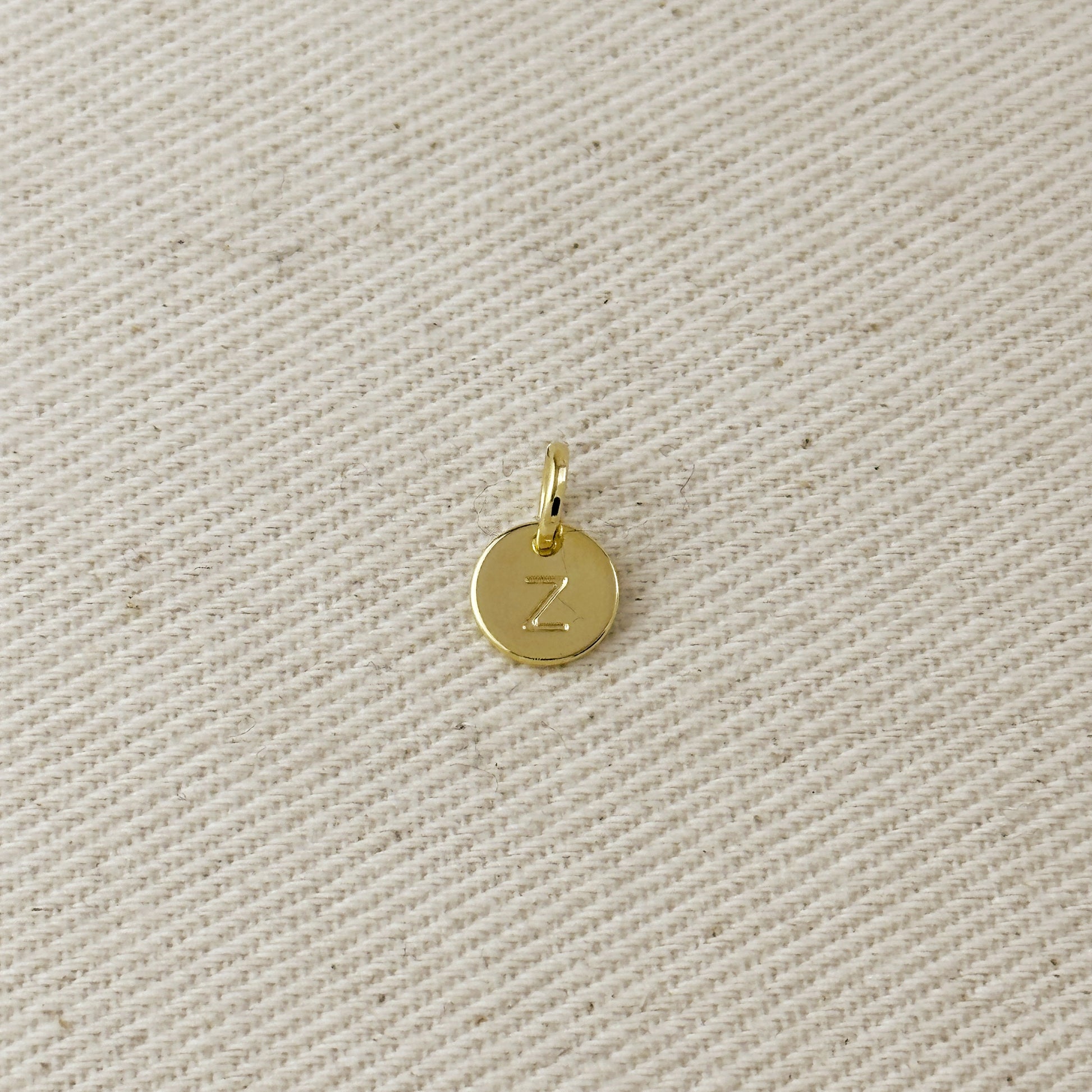 Stamped Tiny Initial Letter Charm in 18k Gold Filled Complete Alphabet