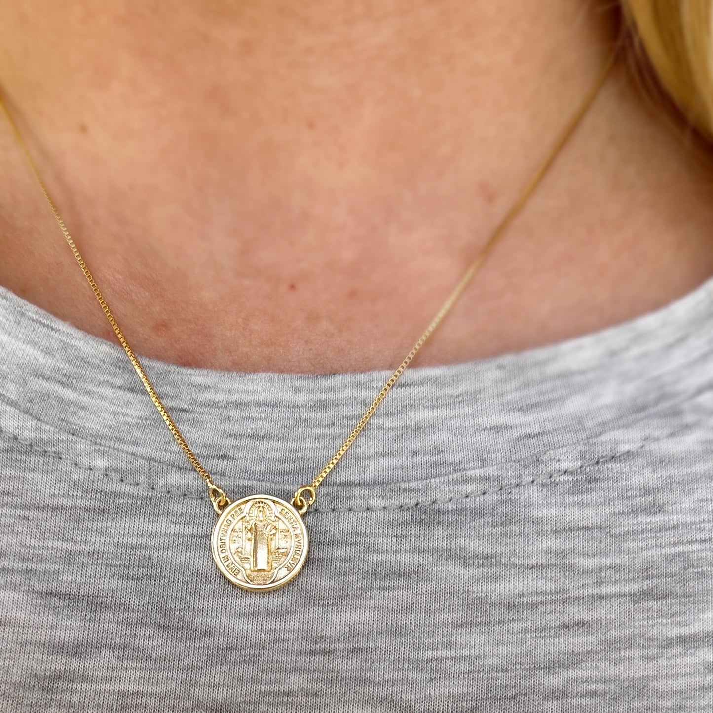 Saint Benedict Double Sided Medal Necklace