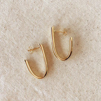 18k Gold Filled J Hoop Earrings