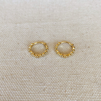 GoldFi 18k Gold Filled Beaded Clicker Hoop Earrings