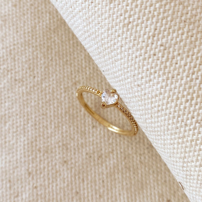 18k Gold Filled Vintage Mini Heart Stackable Band Ring