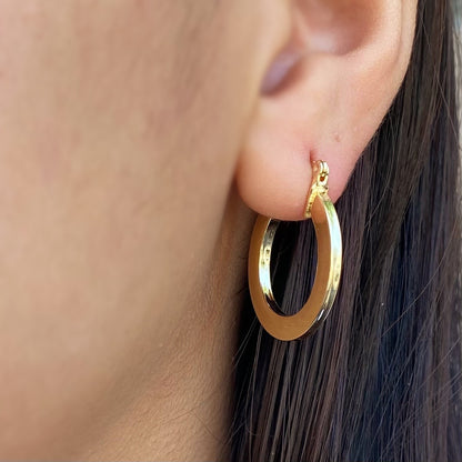 18k Gold Filled Flat Hoop Earrings