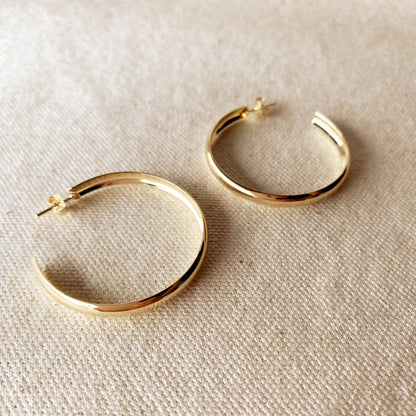 18k Gold Filled 40mm Hollow C-Hoop Earrings