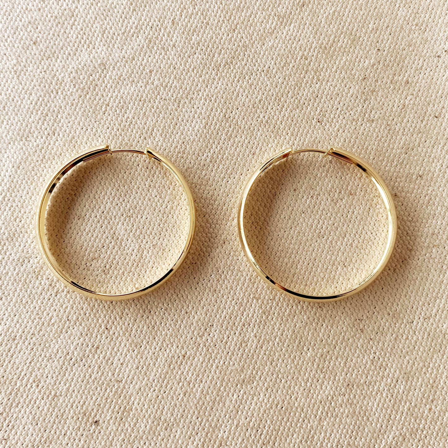 18k Gold Filled 40mm Hollow Continuous  Hoop Earrings