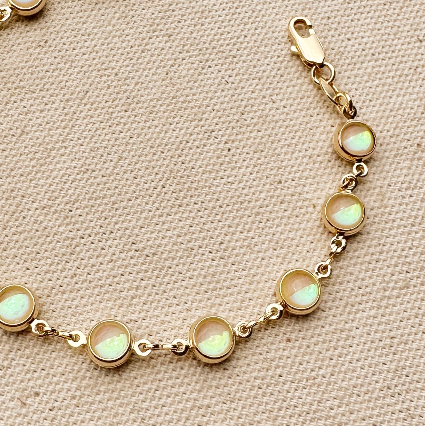 18k Gold Filled Rounded Opal Bracelet