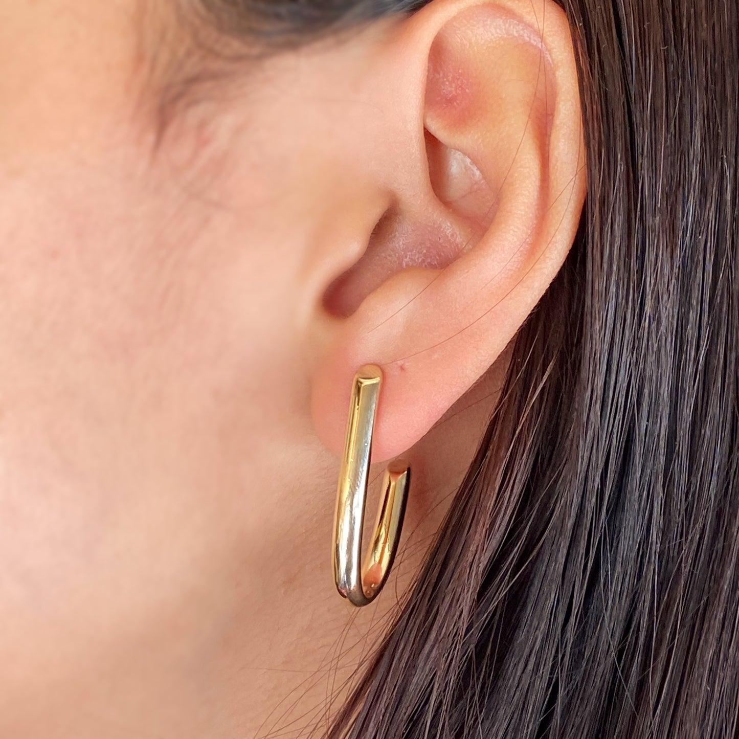 18k Gold Filled J Hoop Earrings