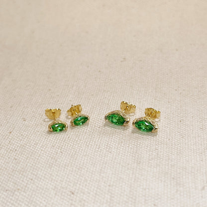 Vintage Marquise Emerald Stackable Earrings