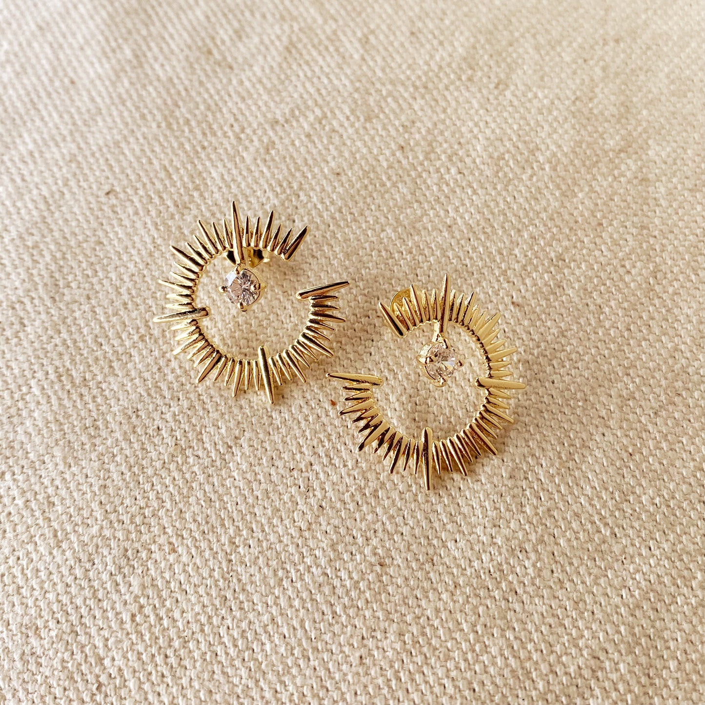 18K Gold Filled Spiked Stud With CZ