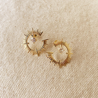 18K Gold Filled Spiked Stud With CZ