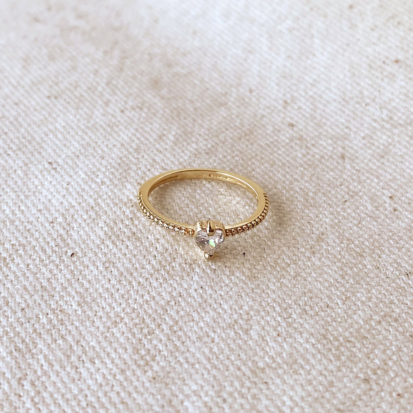18k Gold Filled Vintage Mini Heart Stackable Band Ring
