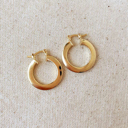 18k Gold Filled Flat Hoop Earrings