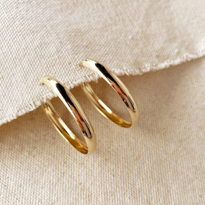 18k Gold Filled 40mm Hollow Continuous  Hoop Earrings