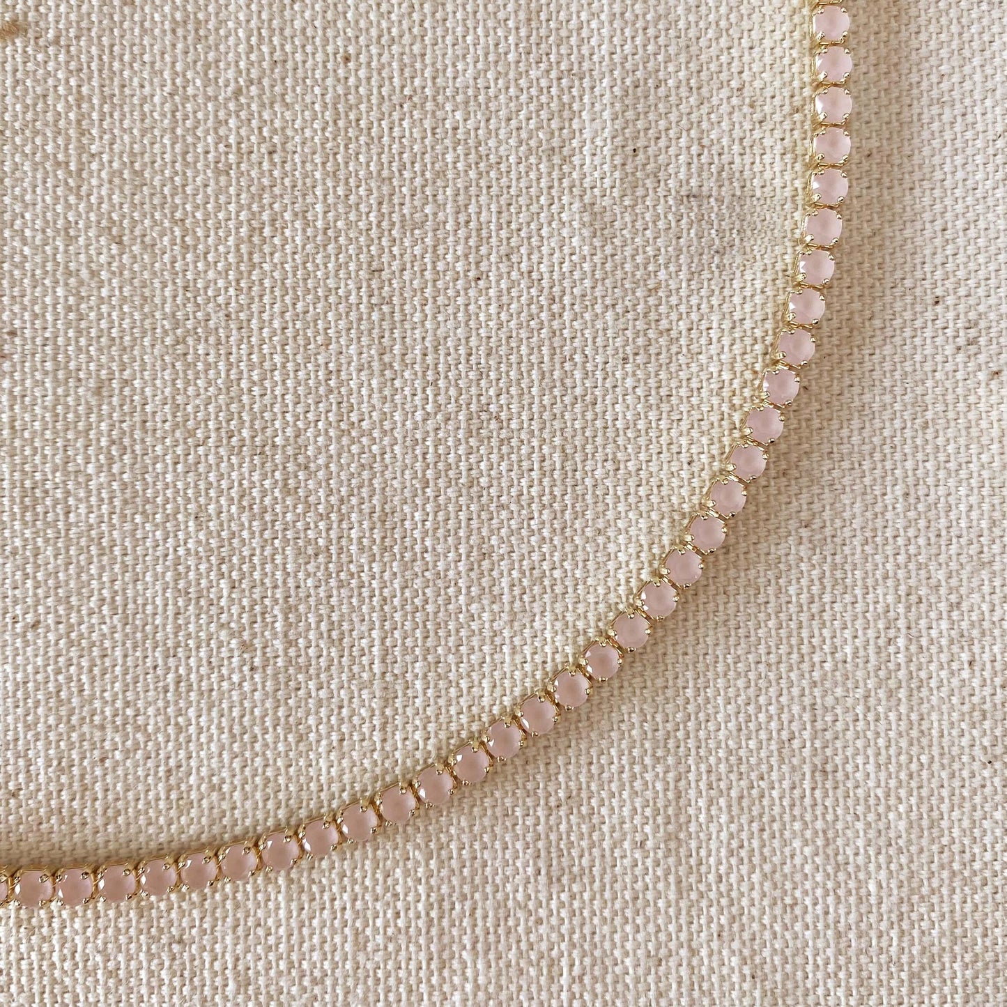 18k Gold Filled 3mm Cubic Zirconia Nude Pink Necklace