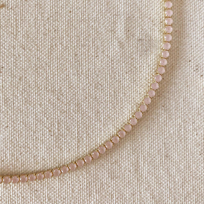 18k Gold Filled 3mm Cubic Zirconia Nude Pink Necklace