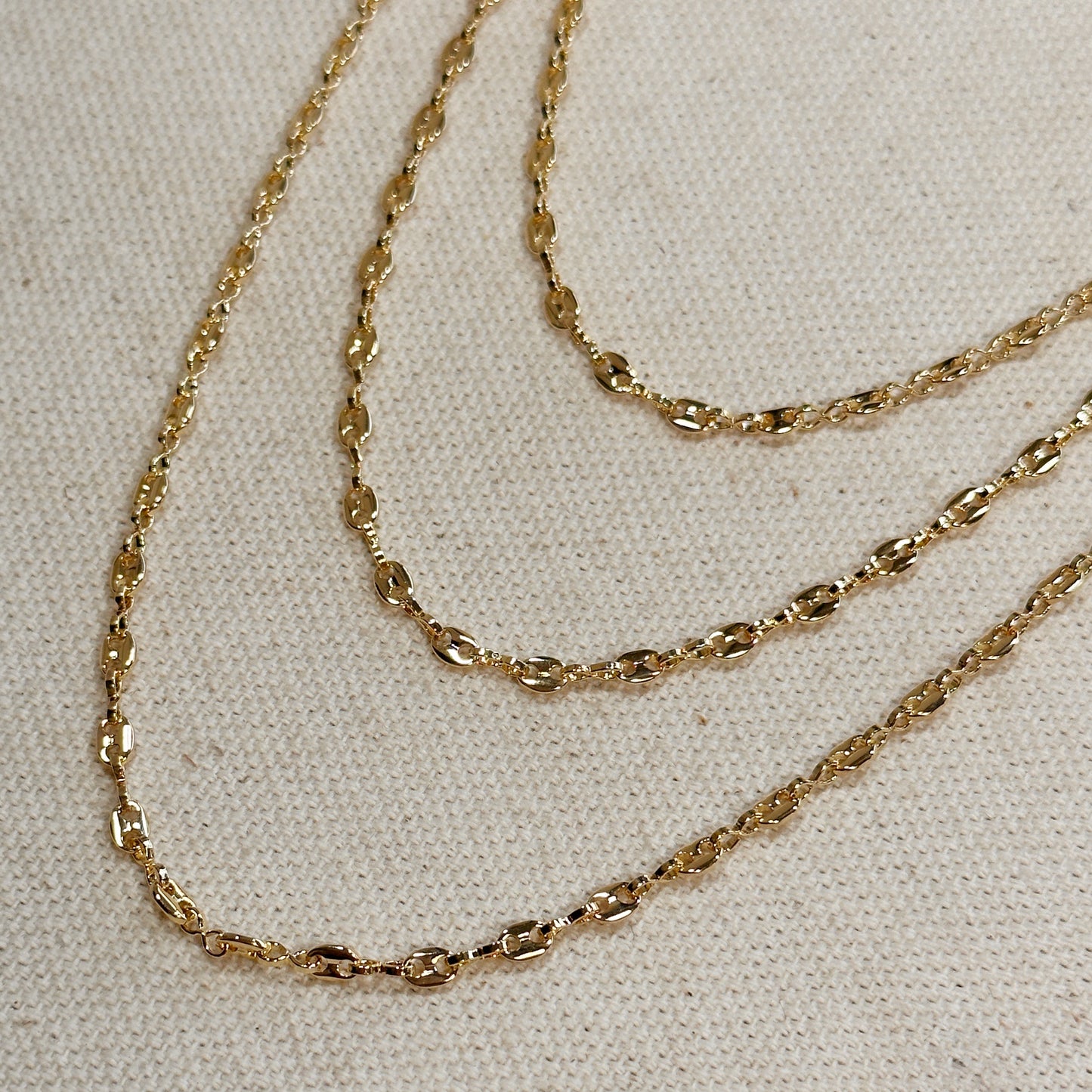 18k Gold Filled 3mm Mini Puffy Links Chain