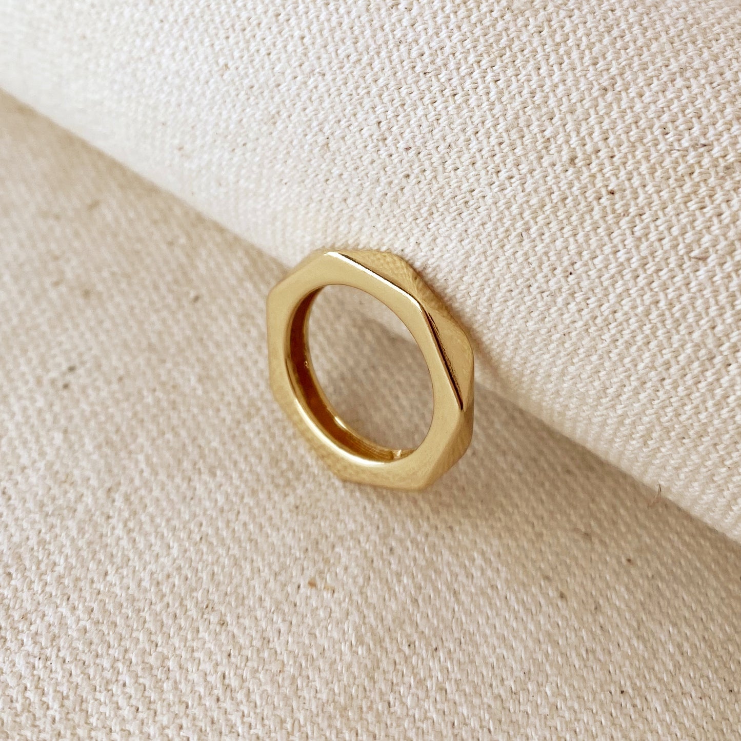 18k Gold Filled Faceted Band Ring