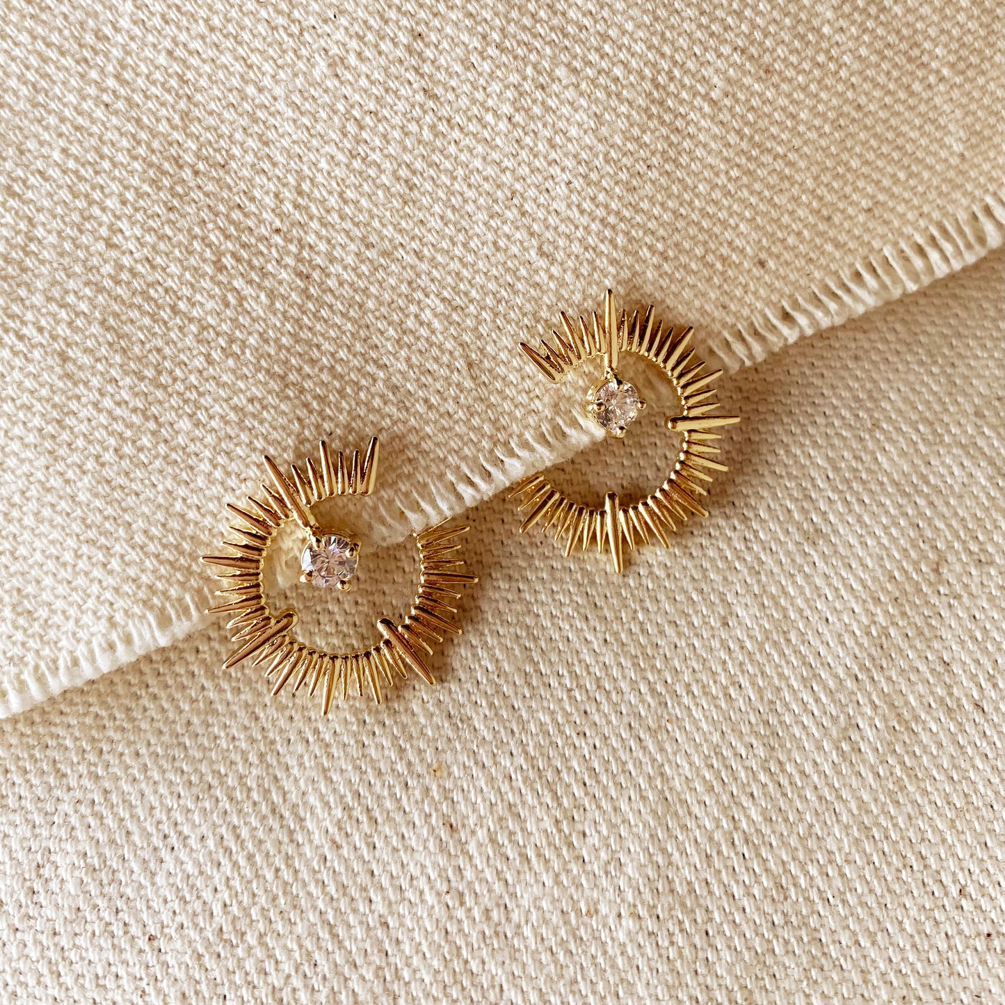 18K Gold Filled Spiked Stud With CZ