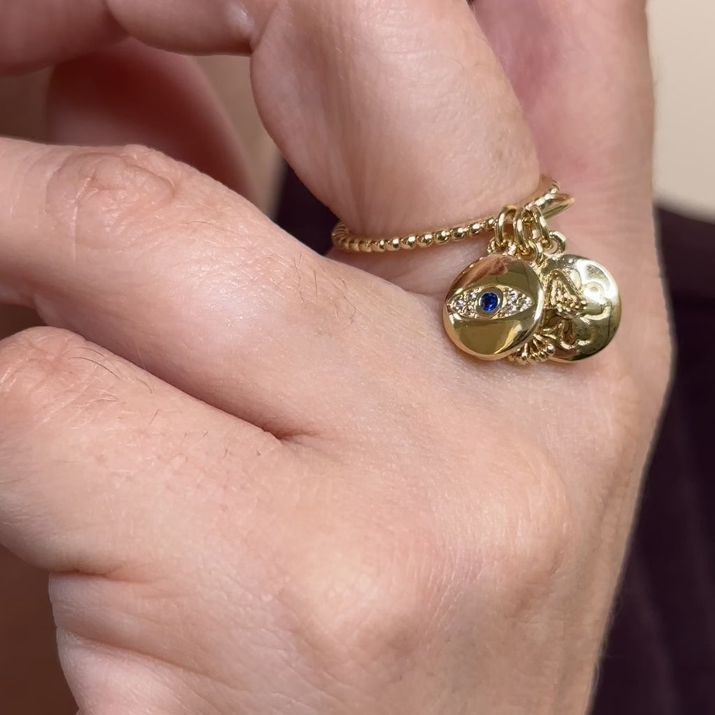 18k Gold Filled Protection Charms Ring