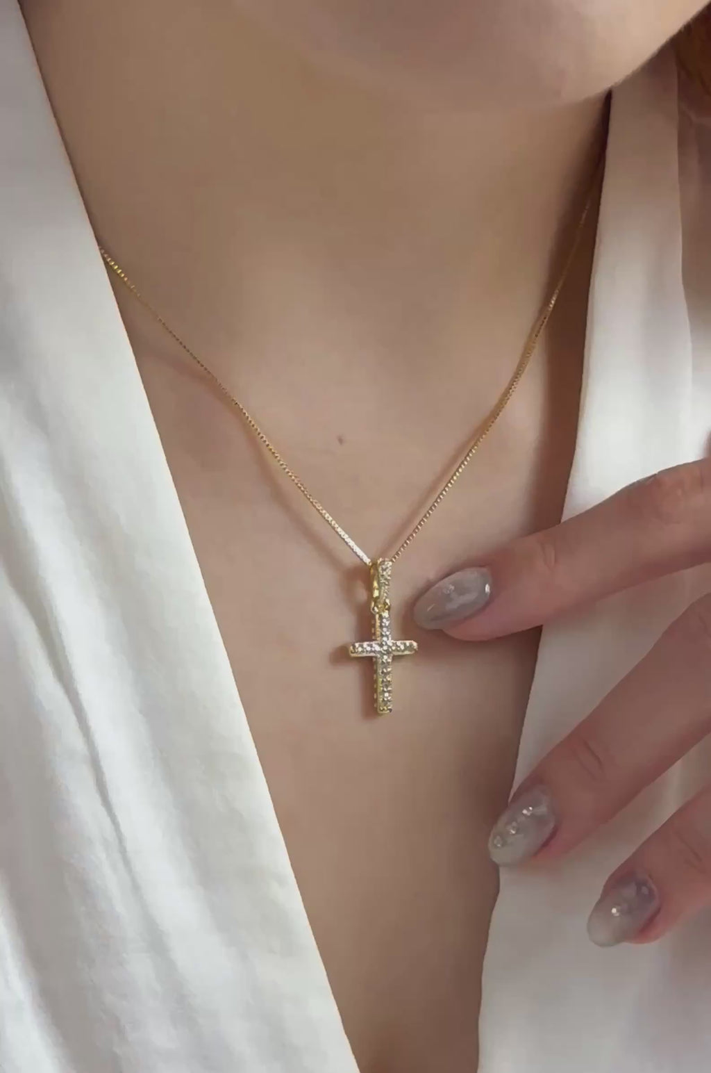 18k Gold Filled CZ Cross Charm