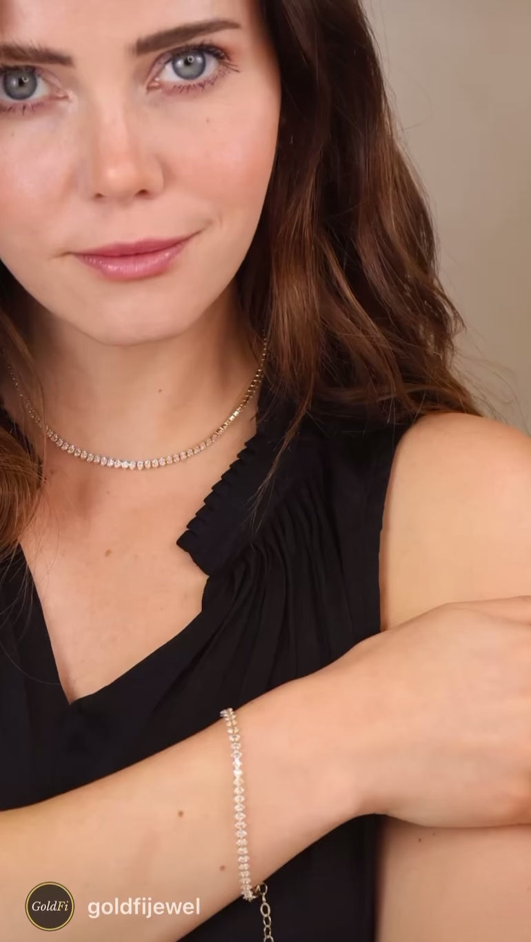 18k Gold Filled 4mm Marquise Tennis Necklace