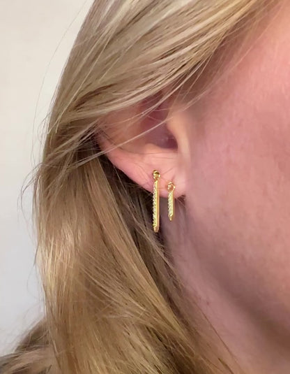 18k Gold Filled CZ Spear Drop Earrings