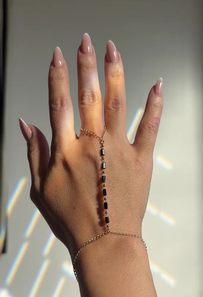 Black Crystals Hand Chain