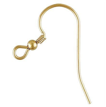 Stainless steel earring wire hooks with ball in gold x10  Heart of Glass