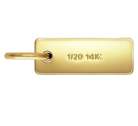 GoldFi 14k Gold Filled Rectangular Quality Tag with Jump Ring - Sold by Dozen