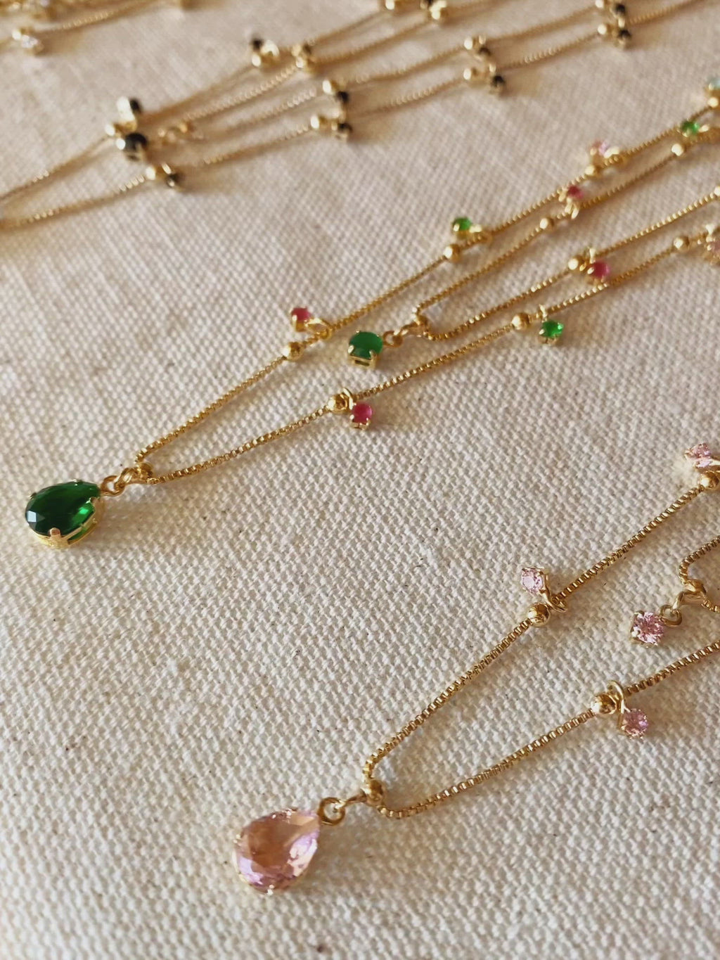 18k Gold Filled Layered Necklace Details In Cubic Zirconia Stones