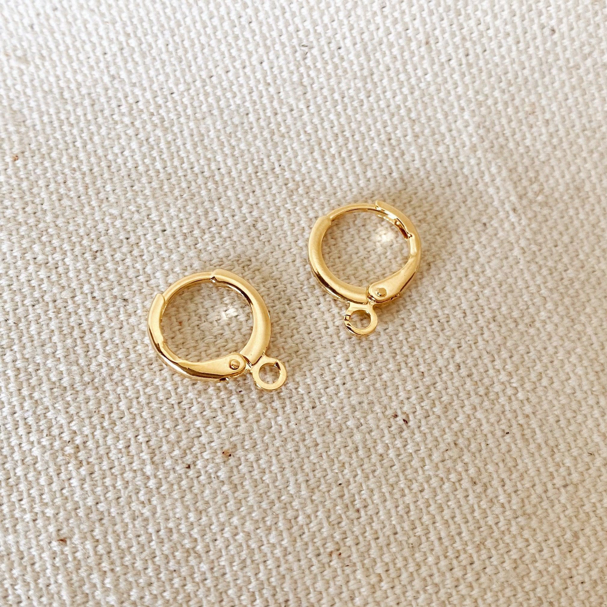 18k Gold Filled Hoop Earrings, Plain Lever-back Findings Jewelry