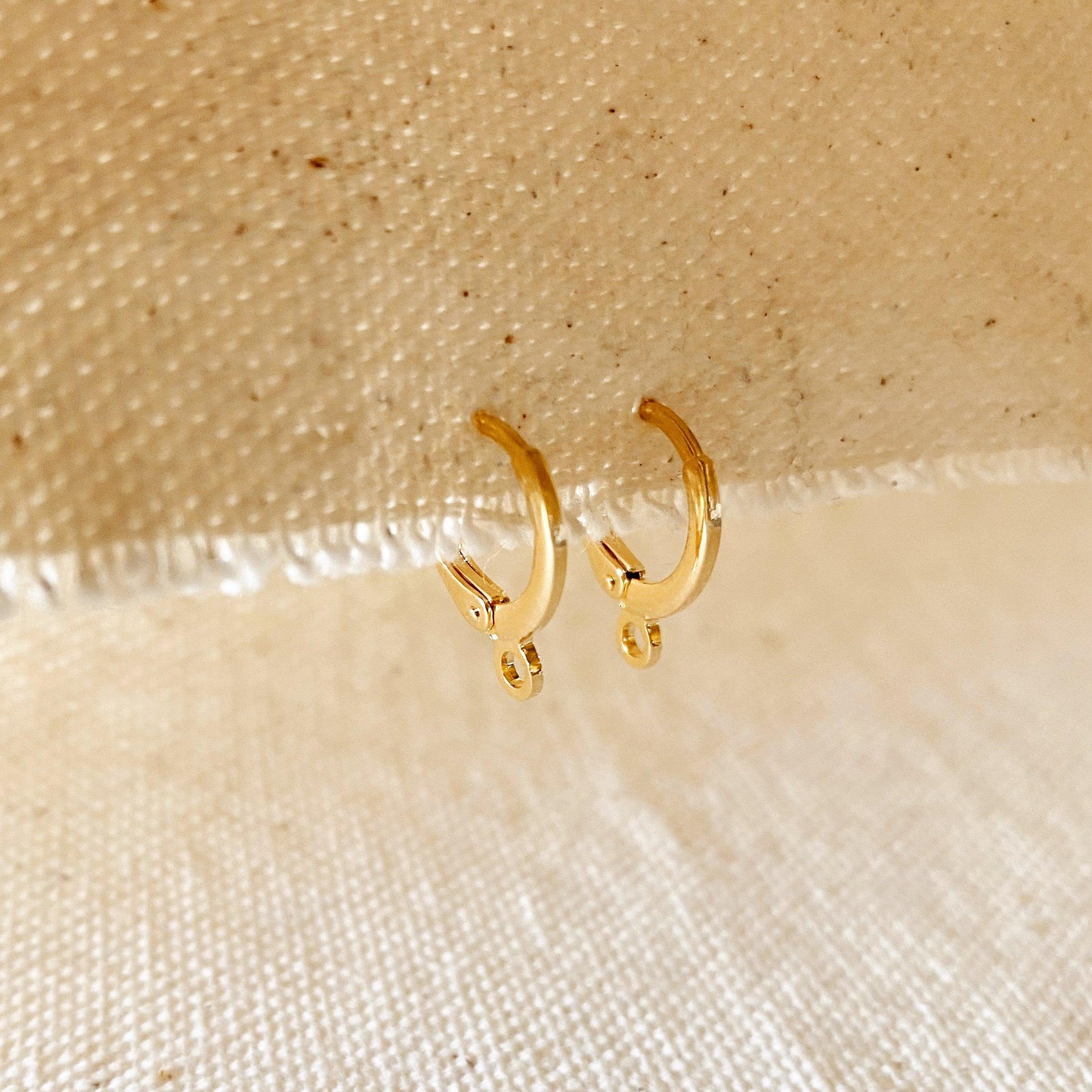 18k Gold Filled 12mm Lever Back Hoop Earring For Jewelry Making