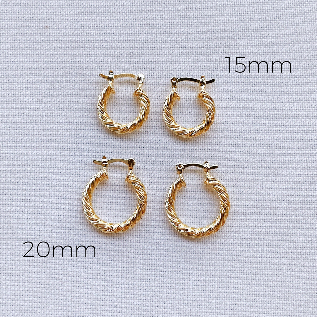 GoldFi 18k Gold Filled 15mm Twisted Hoop Earrings