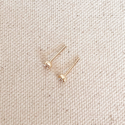 GoldFi 18k Gold Filled 2mm Cubic Zircônia Stud