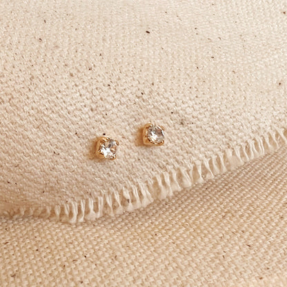 GoldFi 18k Gold Filled 2mm Cubic Zircônia Stud